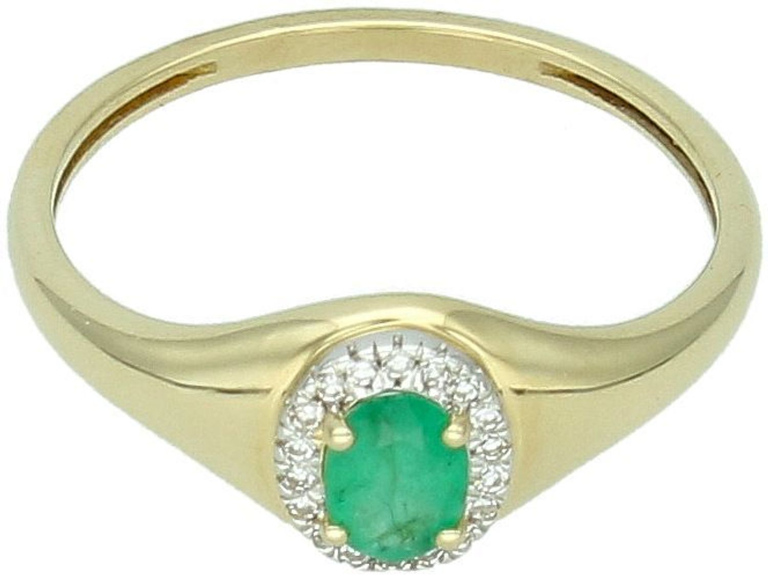 Złoty pierścionek damski z szmaragdem i diamentami 0,05ct GHSI.jpg