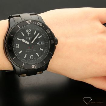 Zegarek męski z koperta pokrytą czarną powłoką PVD. Zegarek męski ze szkłem mineralnym i czarną, wyraźną tarczą. Idealny pomysł na prezent dla mężczyzny (1).jpg