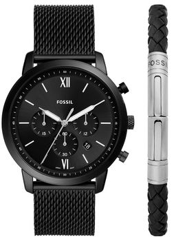 Zegarek męski na czarnej bransolecie FS5786SET w zestawie ze skórzaną bransoletką to trafiony prezent dla mężczyzny  (2).jpg