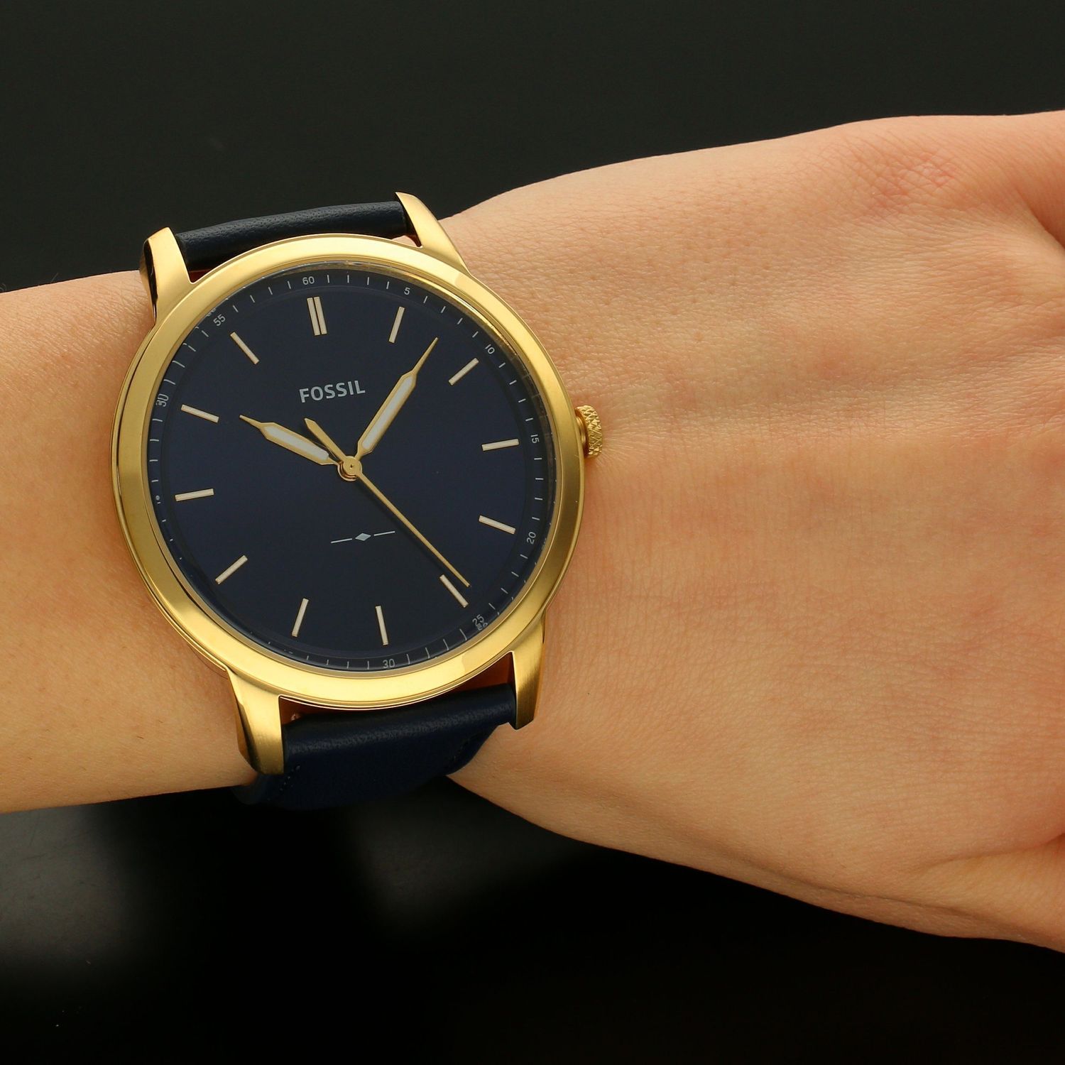 Zegarek męski pozłacany na niebieskim pasku Fossil  The Minimialist 3H FS5789 (2).jpg