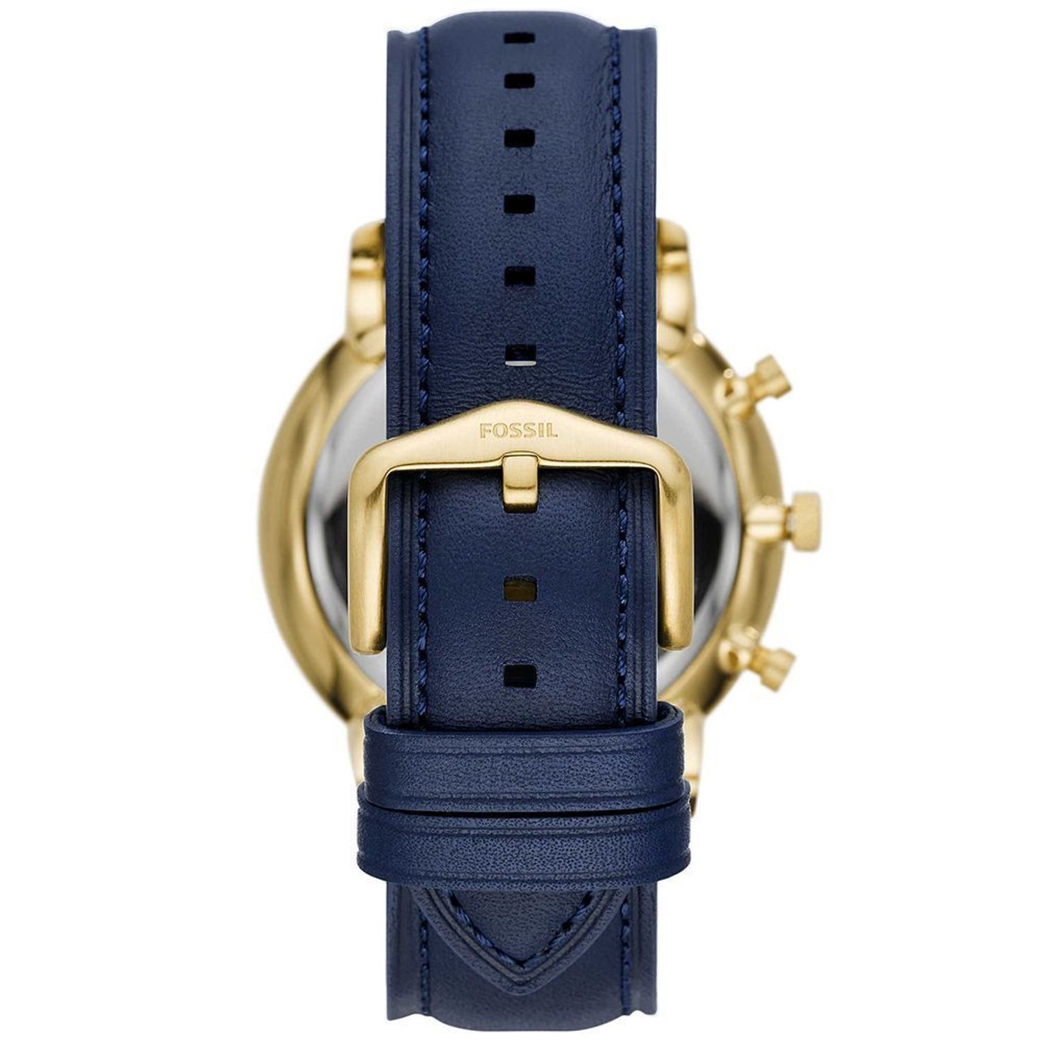 Zegarek męski pozłacany na skórzanym, niebieskim pasku Fossil FS5790 Neutra Chrono  (1).jpg
