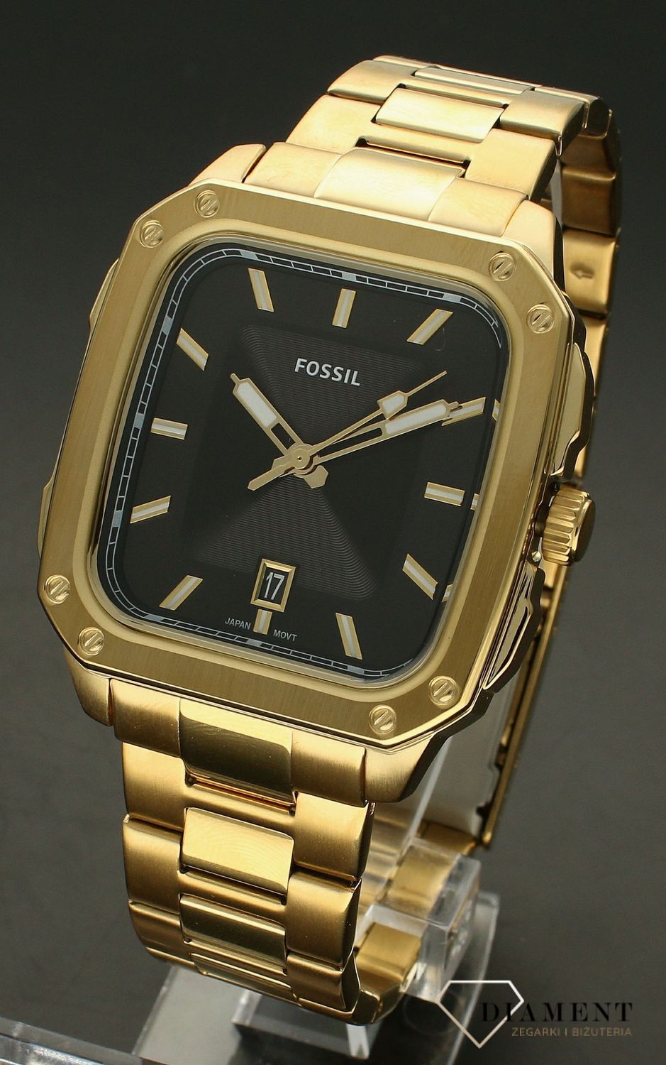 Zegarek męski Fossil INSCRIPTION FS5932. Zegarek męski na bransolecie. Zegarek męski Fossil z kwadratową kopertą. Zegarek męski na bransolecie z wodoszczelnością 5 BAR. Zegarek Fossil z czarną tarczą idealny na prezent..jpg