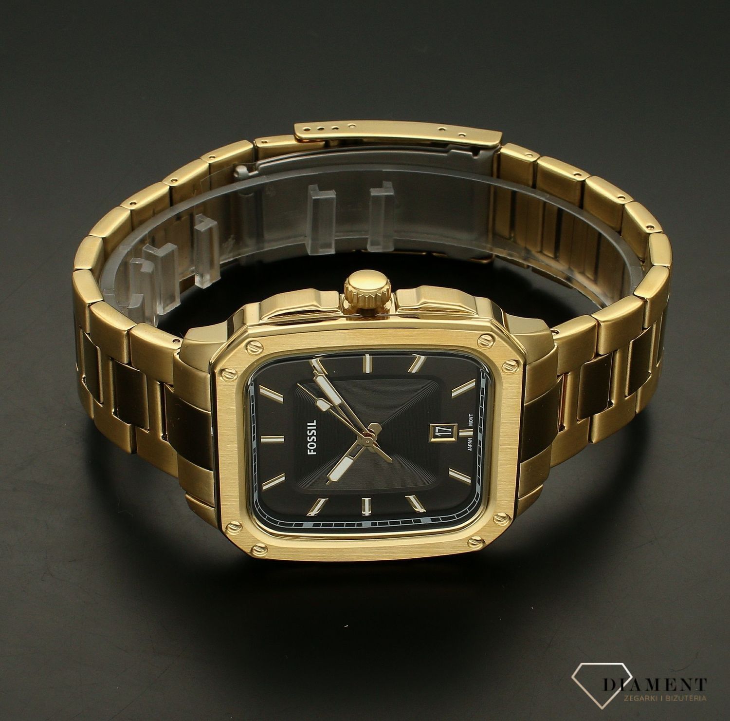 Zegarek męski Fossil INSCRIPTION FS5932. Zegarek męski na bransolecie. Zegarek męski Fossil z kwadratową kopertą. Zegarek męski na bransolecie z wodoszczelnością 5 BAR. Zegarek Fossil z czarną tarczą idealny na prezent..jpg
