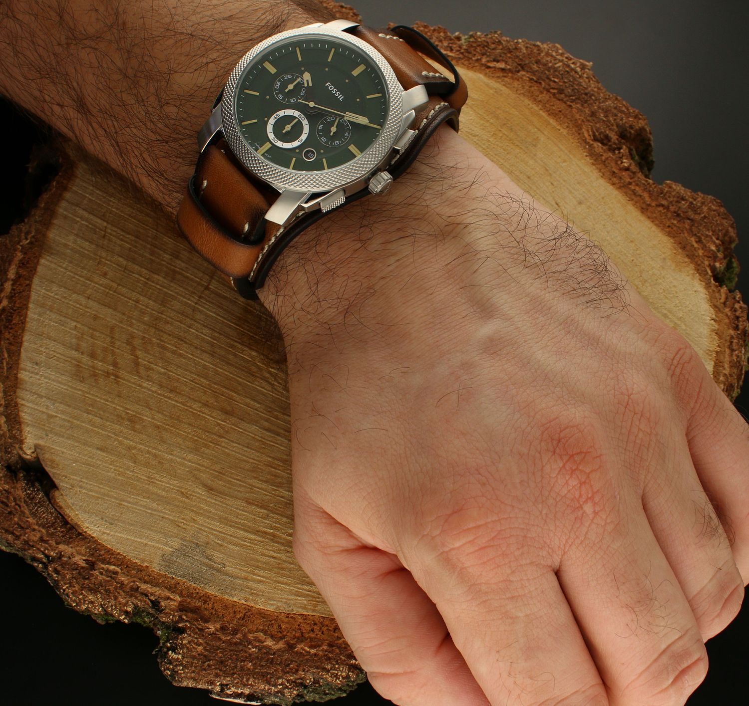 modny zegarek męski z zieloną tarcza Fossil FS5962.webp