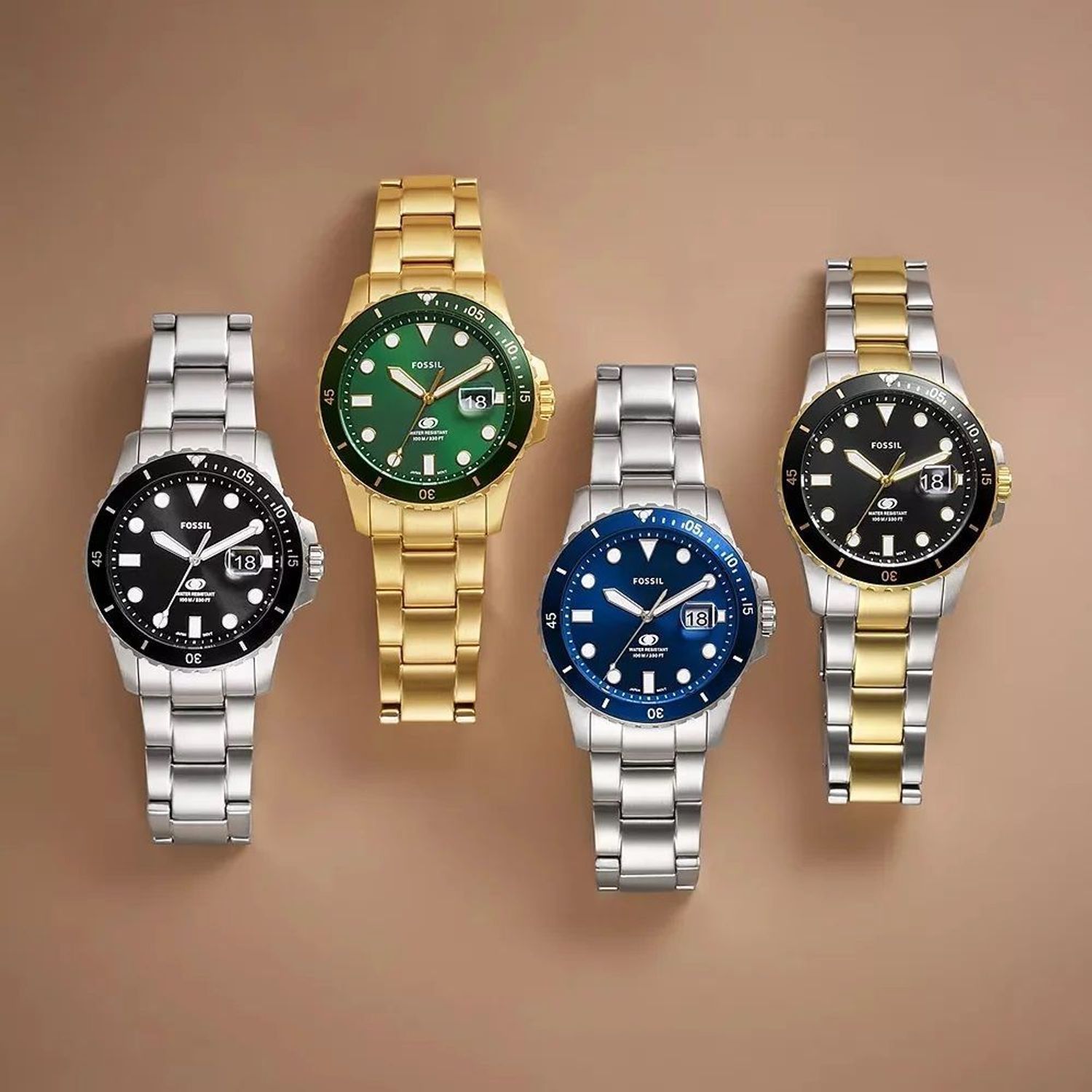 Zegarek męski Fossil BLUE Gold Stainless Steel 42mm FS6030. Męski zegarek na złotej bransolecie. Zegarek męski złoty. Złoty zegarek męski Fossil. Męski zegarek Fossil z zieloną tarczą. Zegarek w złotym kolorze Fossil na prezent (2).jpg