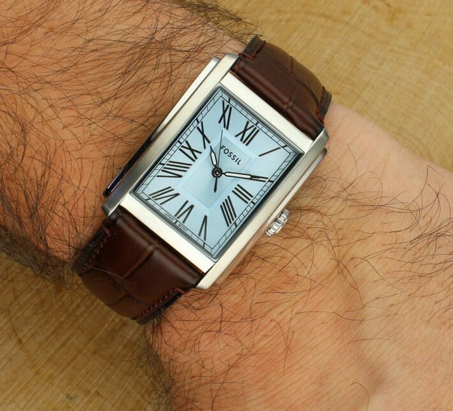 Fossil FS6110 Carraway Brown Croco Leather – klasyczny męski zegarek z niebieską tarczą.jpg