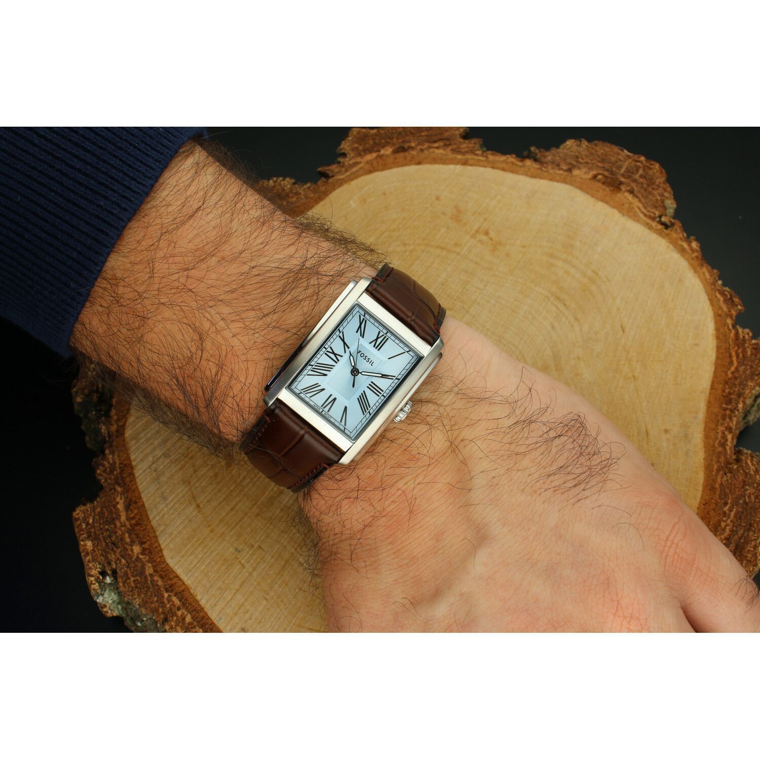 Fossil FS6110 Carraway Brown Croco Leather – klasyczny męski zegarek z niebieską tarczą.jpg