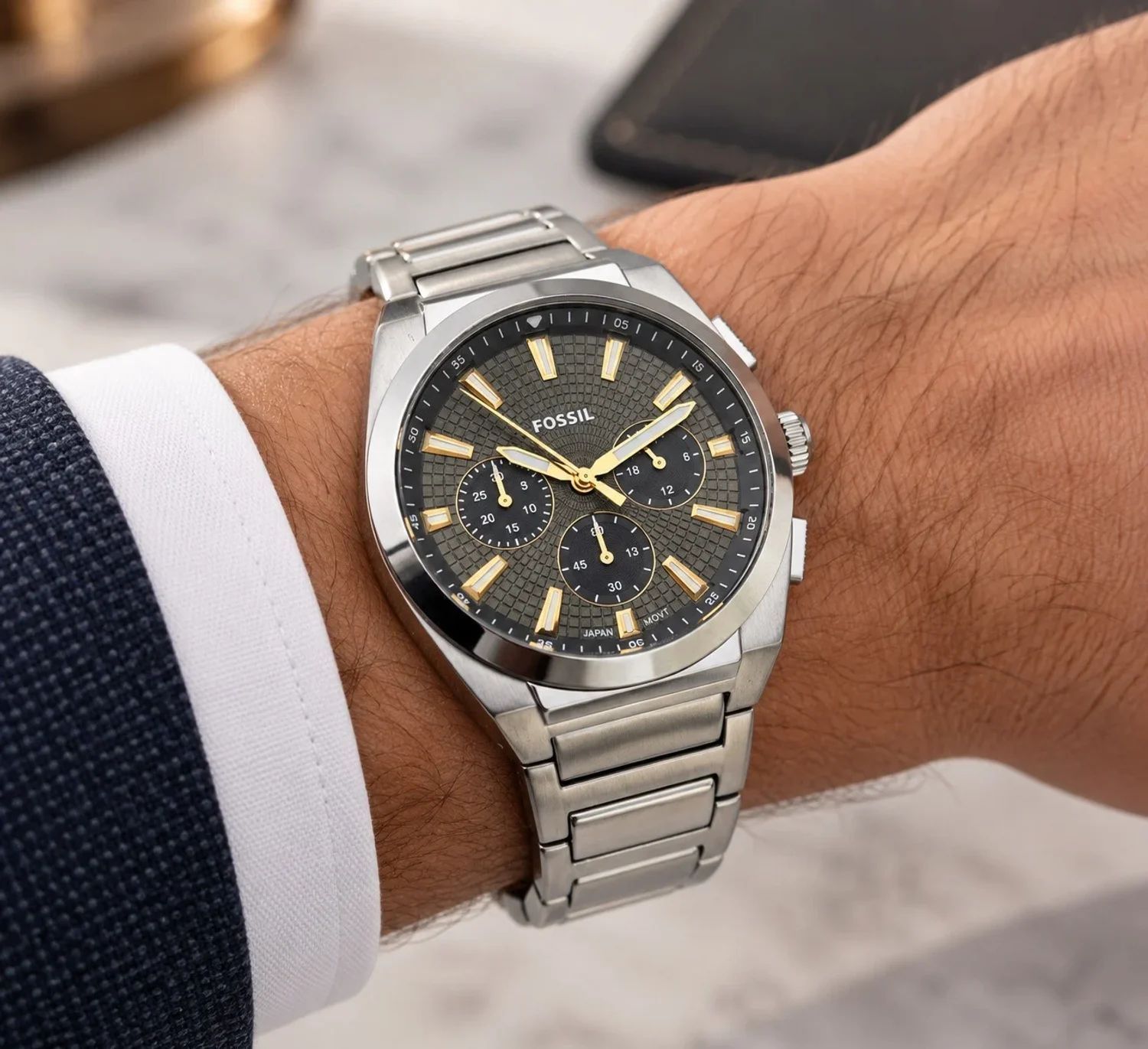 Zegarek męski Fossil FS6183 Everett khaki na bransolecie (m.jpg