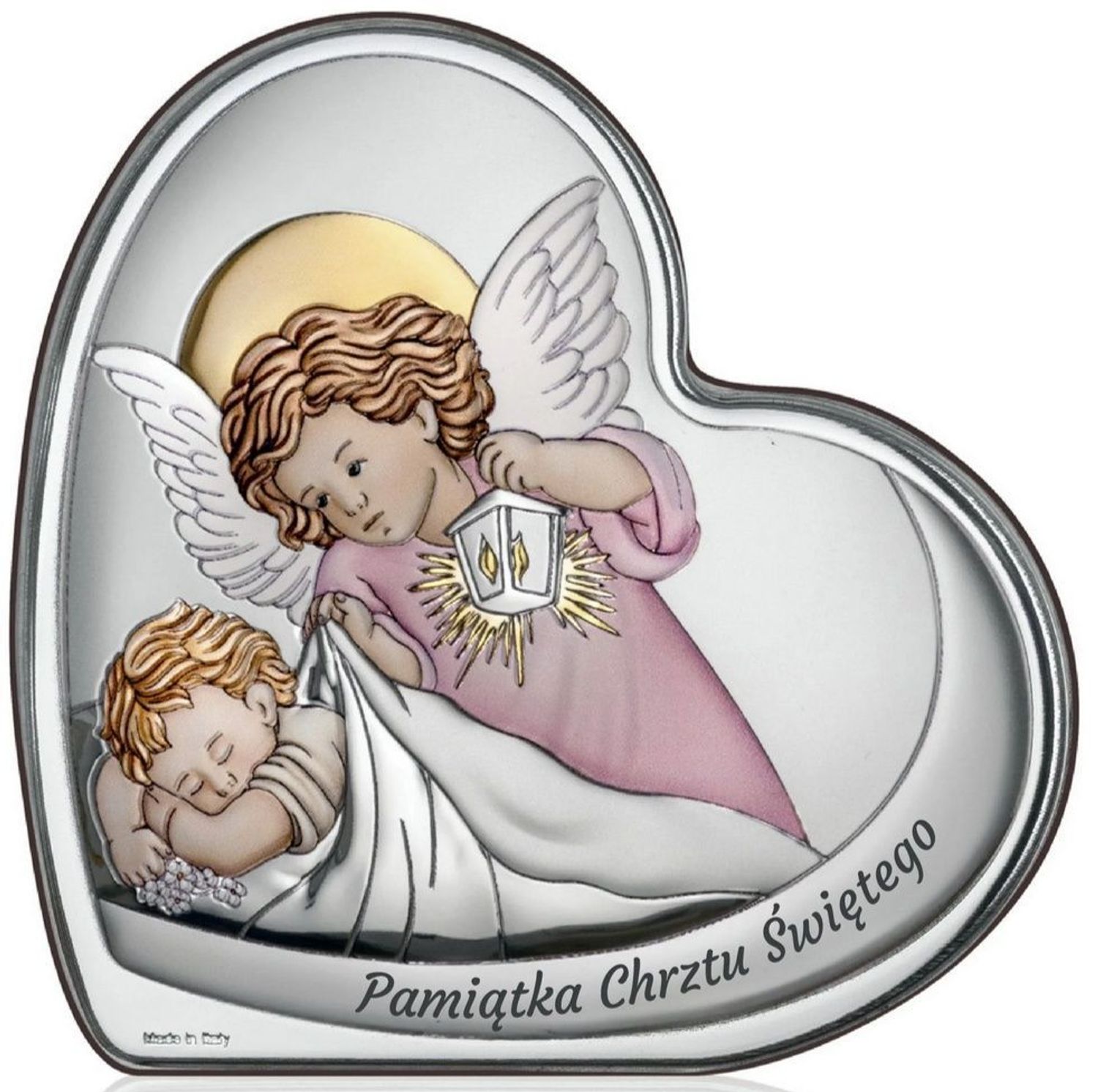 Obrazek Anioł Stróż w sercu – Pamiątka Chrztu Świętego dla dziewczynki (różowy).jpg