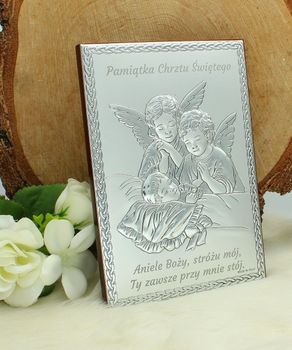 Obrazek Anioł Stróż z Dzieckiem – Pamiątka Chrztu Świętego PVD 10x14 cm (2).jpg
