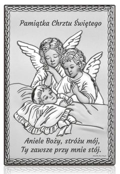 Obrazek Anioł Stróż z Dzieckiem – Pamiątka Chrztu Świętego PVD 10x14 cm.jpg