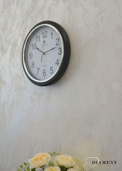 Ścienny zegar Perfect czarny ze srebrną ramką FX-5742-BLACK✓Zegar ścienny Perfect✓Zegary ścienne✓Zegar ścienny czarny  (4).JPG