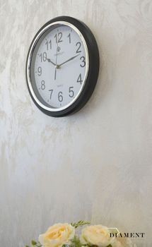 Ścienny zegar Perfect czarny ze srebrną ramką FX-5742-BLACK✓Zegar ścienny Perfect✓Zegary ścienne✓Zegar ścienny czarny  (8).JPG