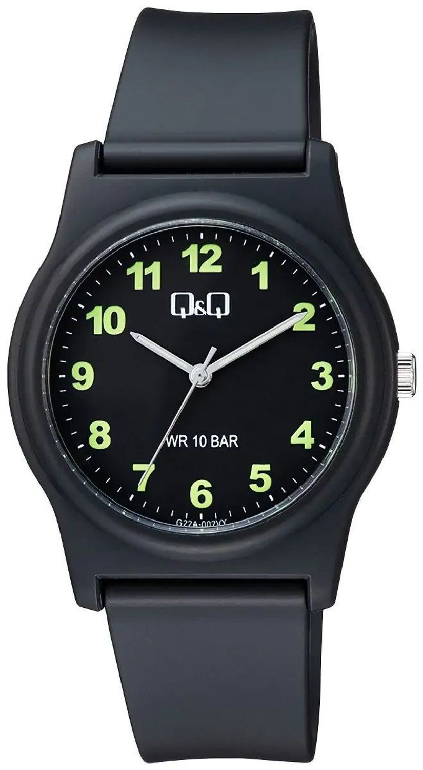 Zegarek męski QQ na silikonowym pasku G22A-002V. Męski zegarek na pasku. Zegarek męski w czarnym kolorze. Zegarek męski sportowy na prezent. Zegarek do pływania dla dziecka..jpg