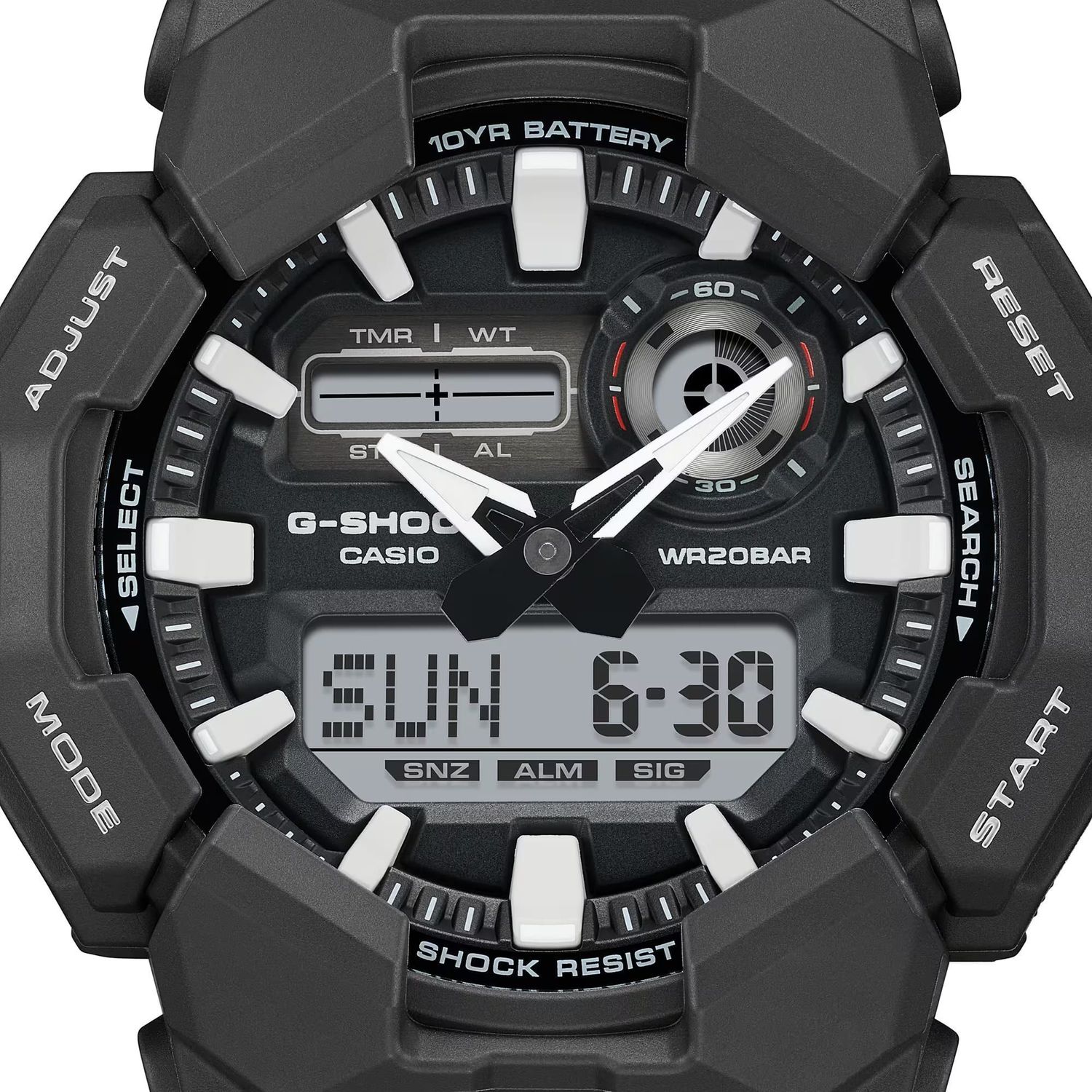 Zegarek Casio G-Shock GA-010-1AER. Zegarek z długoletnią baterią. Zegarek wstrząsoodporny. Zegarek z czasami światowymi. Męski zegarek G-Shock na prezent..jpg
