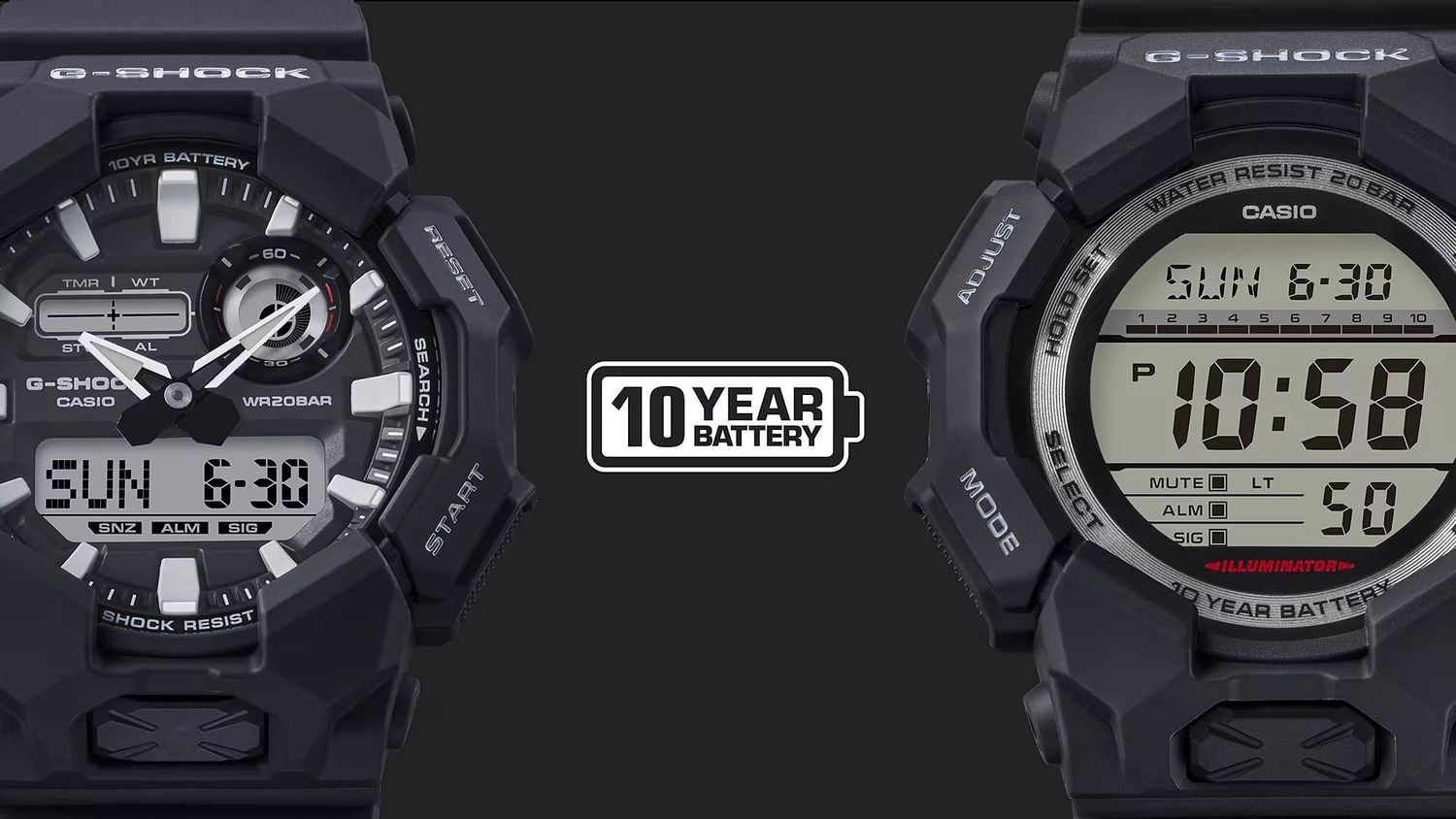 Zegarek Casio G-Shock GA-010-1AER. Zegarek z długoletnią baterią. Zegarek wstrząsoodporny. Zegarek z czasami światowymi. Męski zegarek G-Shock na prezent..jpg