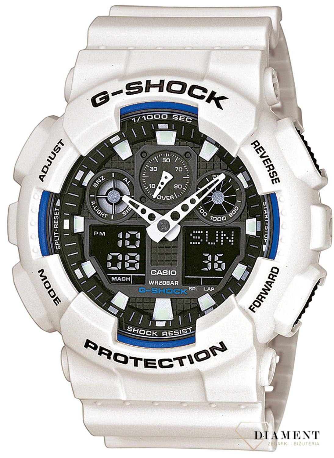 Zegarek męski Casio G-Shock GA-100B-7AER biały - www.zegarki