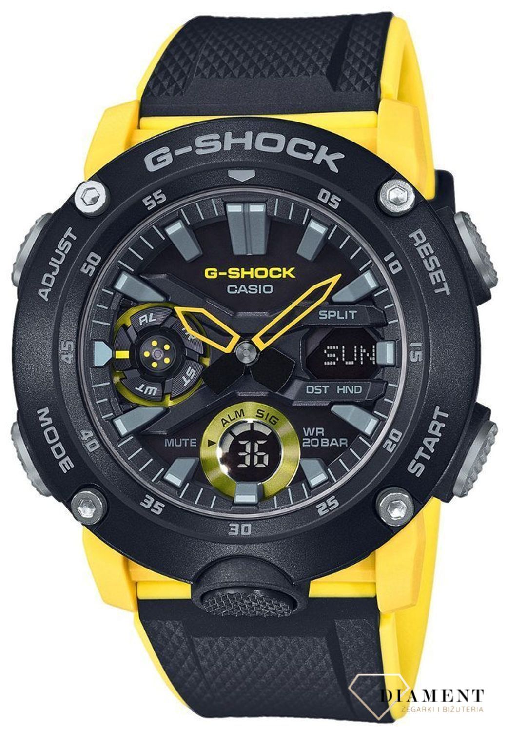 Męski wstrząsoodporny zegarek CASIO G-Shock GA-2000-1A9ER.r.jpg