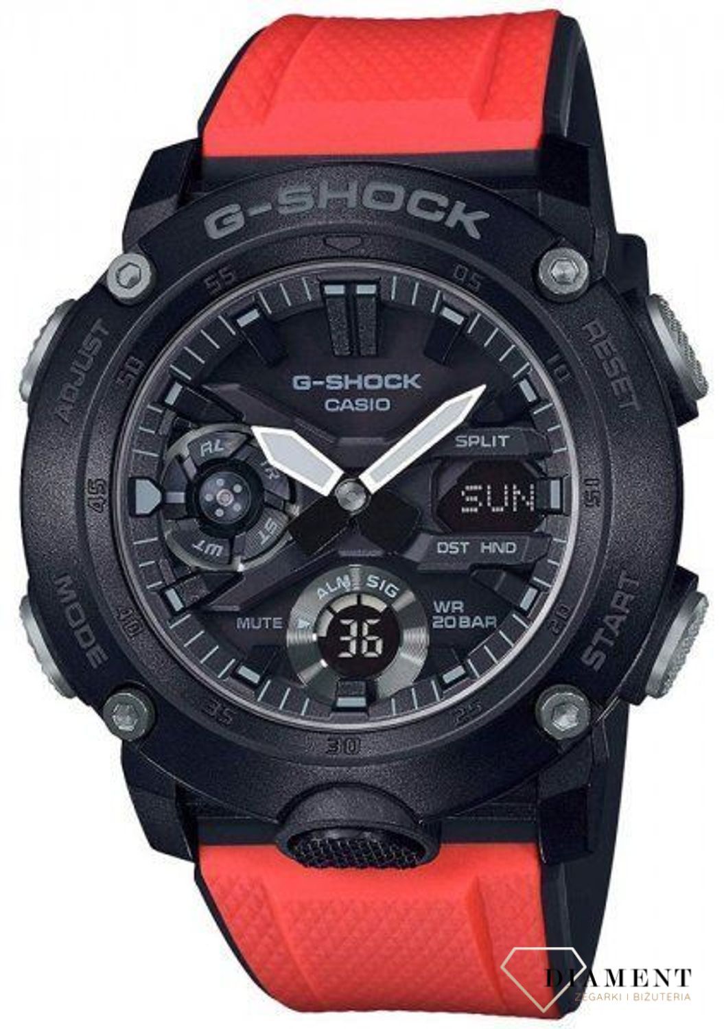Męski wstrząsoodporny zegarek CASIO G-Shock GA-2000E-4ER G-Carbon Set Limited.jpg