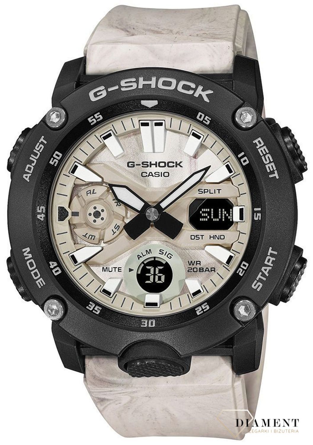 Zegarek męski CASIO G-Shock GA-2000WM-1AER biało-czarny.jpg