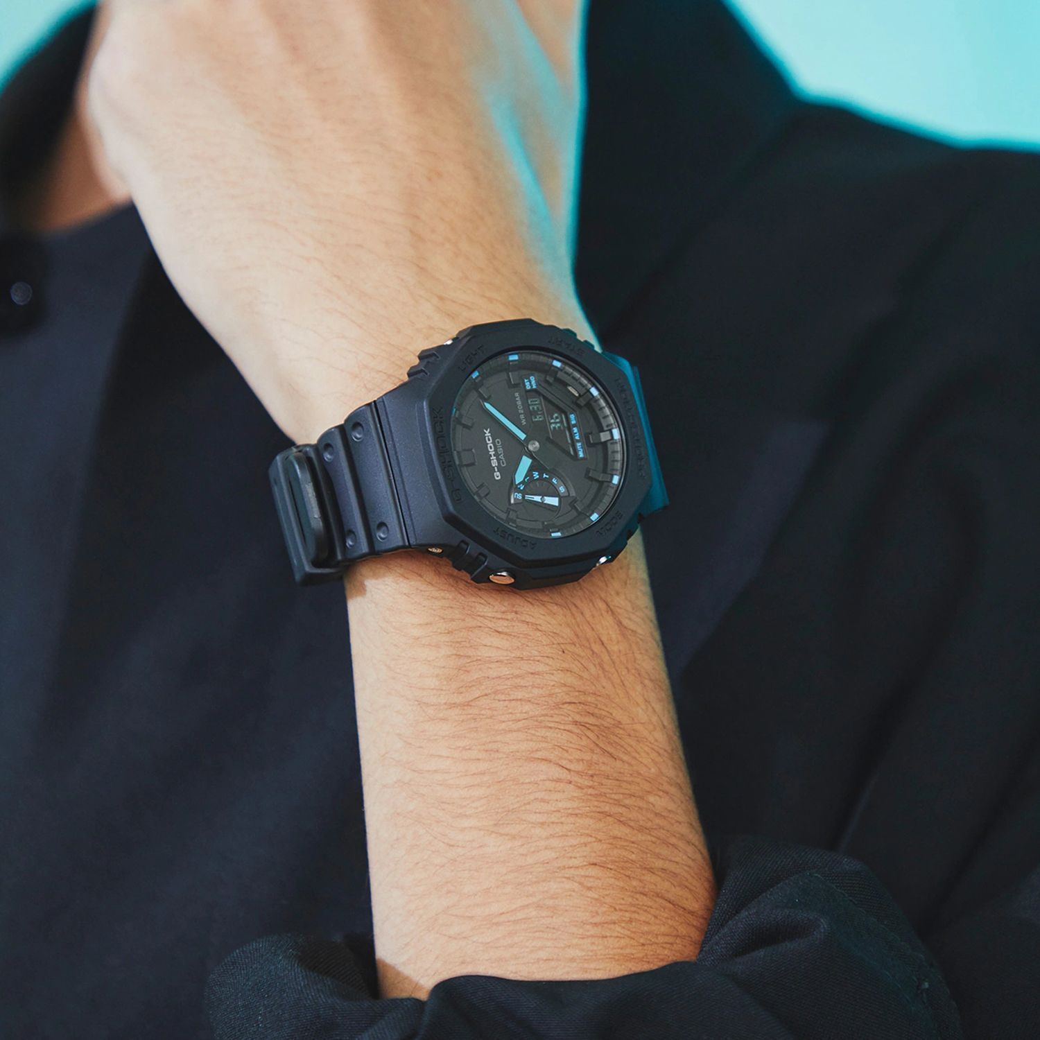 Zegarek G-Shock Casio Octagon Neon Accent Series CasiOak Carbon Core Guard GA-2100-1A2ER. Wytrzymały zegarek męski. Zegarek G-shock na prezent. Zegarek do nurkowania. 6.jpg