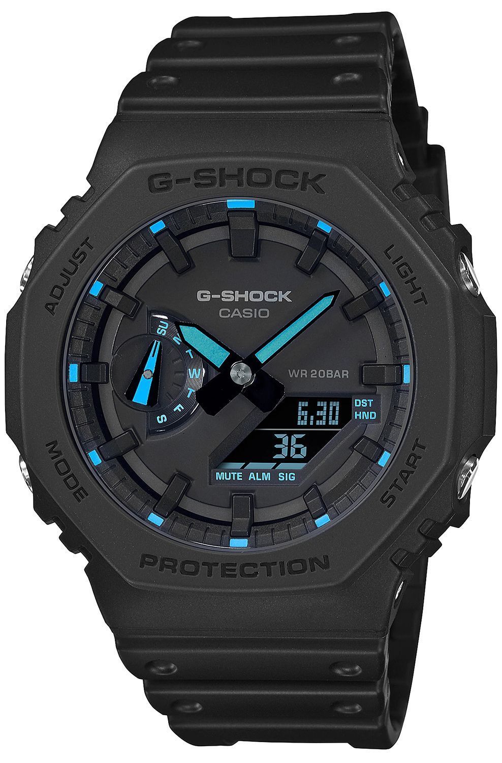 Zegarek G-Shock Casio Octagon Neon Accent Series CasiOak Carbon Core Guard GA-2100-1A2ER. Wytrzymały zegarek męski. Zegarek G-shock na prezent. Zegarek do nurkowania. 6.jpg