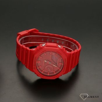 Zegarek męski w wyrazistym czerwonym kolorze. W zegarku zastosowano stylowy czerwony pasek gumowy w kolorze pasującym do koperty i tarczy. Idealny pomysł na prezent (8)x.jpg