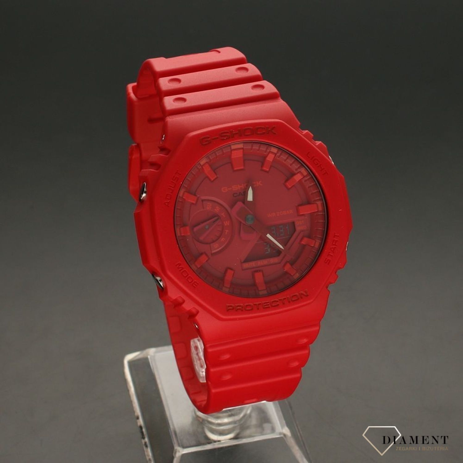 Zegarek męski w wyrazistym czerwonym kolorze. W zegarku zastosowano stylowy czerwony pasek gumowy w kolorze pasującym do koperty i tarczy. Idealny pomysł na prezent. v.jpg