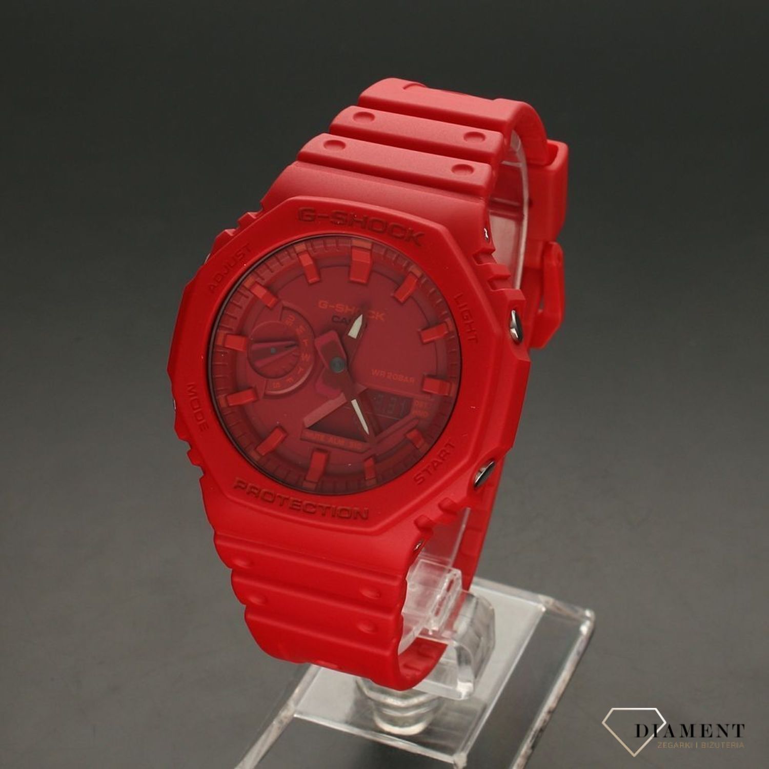 Zegarek męski w wyrazistym czerwonym kolorze. W zegarku zastosowano stylowy czerwony pasek gumowy w kolorze pasującym do koperty i tarczy. Idealny pomysł na prezent. v.jpg