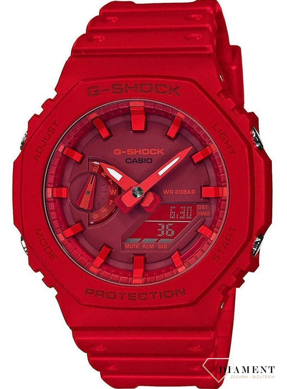 Zegarek męski w wyrazistym czerwonym kolorze. W zegarku zastosowano stylowy czerwony pasek gumowy w kolorze pasującym do koperty i tarczy. Idealny pomysł na prezent. v.jpg