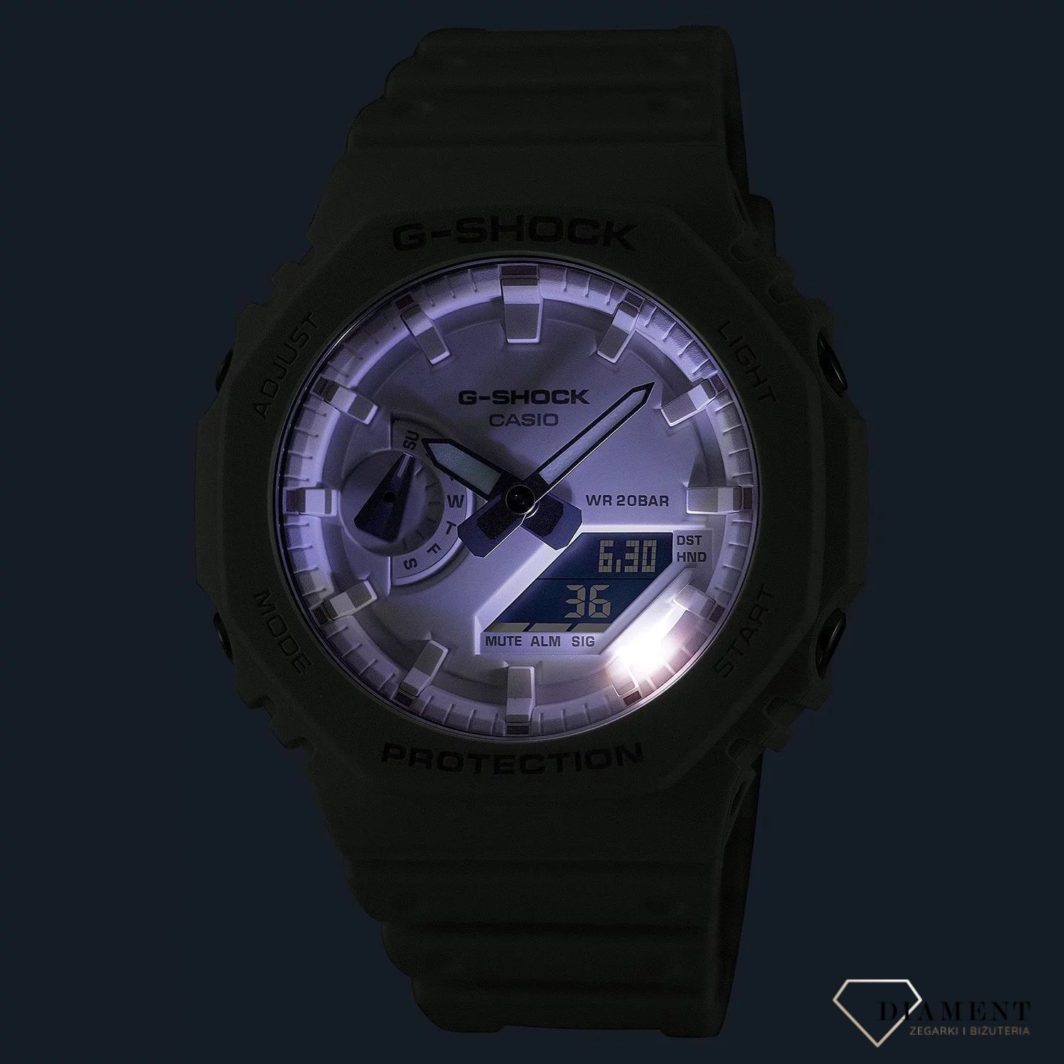 Zegarek męski G-Shock ONE ON TONE Carbon Core Guard GA-2100-7A7ER biały. Zegarek sportowy męski biały. Zegarek G-Shock męski karbonowy. Zegarek męski wodoszczelny, do nurkowania10.jpg
