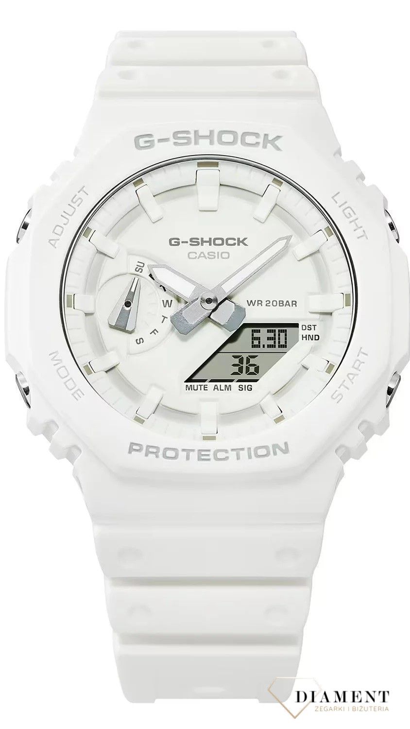 G-SHOCK ホワイト 腕時計 CARBON CORE GUARD G-Shock GA-2100-7A7ER - Zegarek Classic • Zegarownia.pl