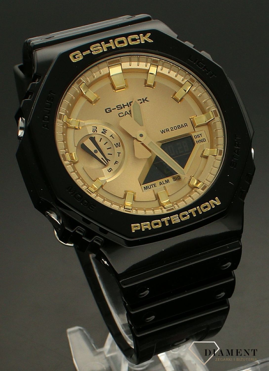 Zegarek męski G-SHOCK Casio G-SHOCK Octagon GA-2100GB-1AER.  Męski zegarek G-shock. Męski zegarek sportowy. Męski zegarek dla nurków. Zegarek ze złotą tarczą. Zegarek męski sportowy. Zegarek męski G-shock idealny na.jpg