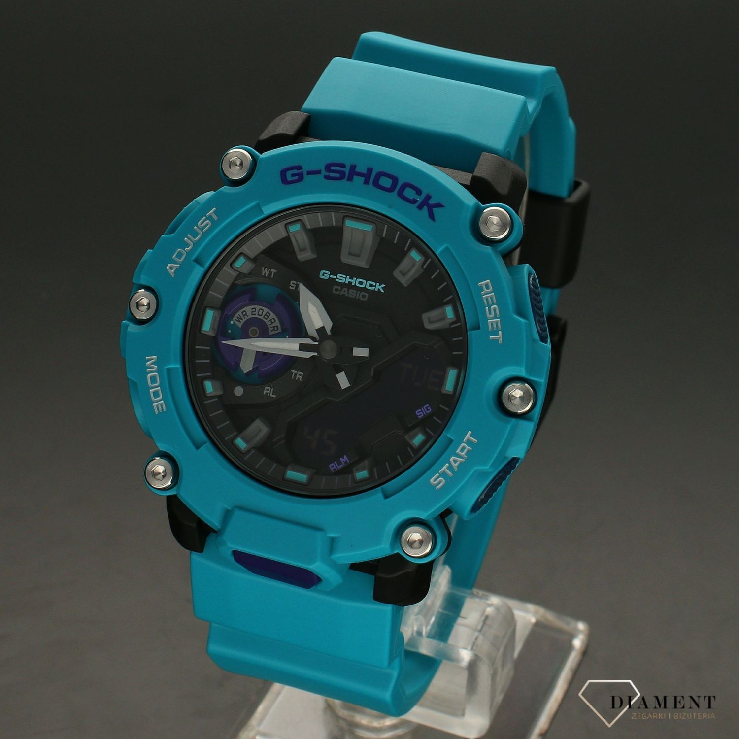 Casio G-Shock GA-2200-2AER Orologio Uomo – Analogico-Digitale, Carbonio, Turchese, 200m Water Resistant