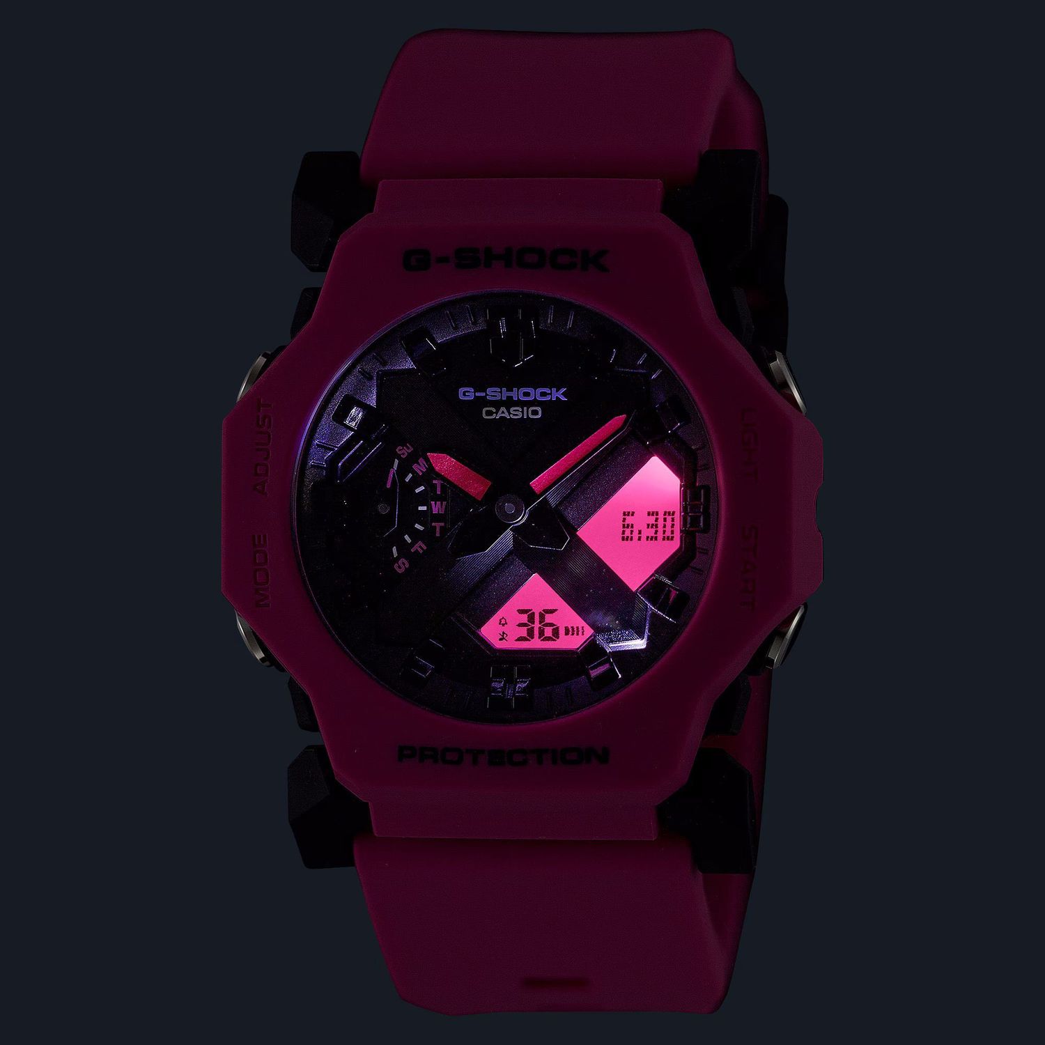 Zegarek Casio G-Shock GA-2300-4AER różowy. Zegarek sportowy dla kobiety. Wytrzymały zegarek damski.  G-shock dla kobiety. Zegarek na prezent dla kobiety. Różowy G-shock..jpg