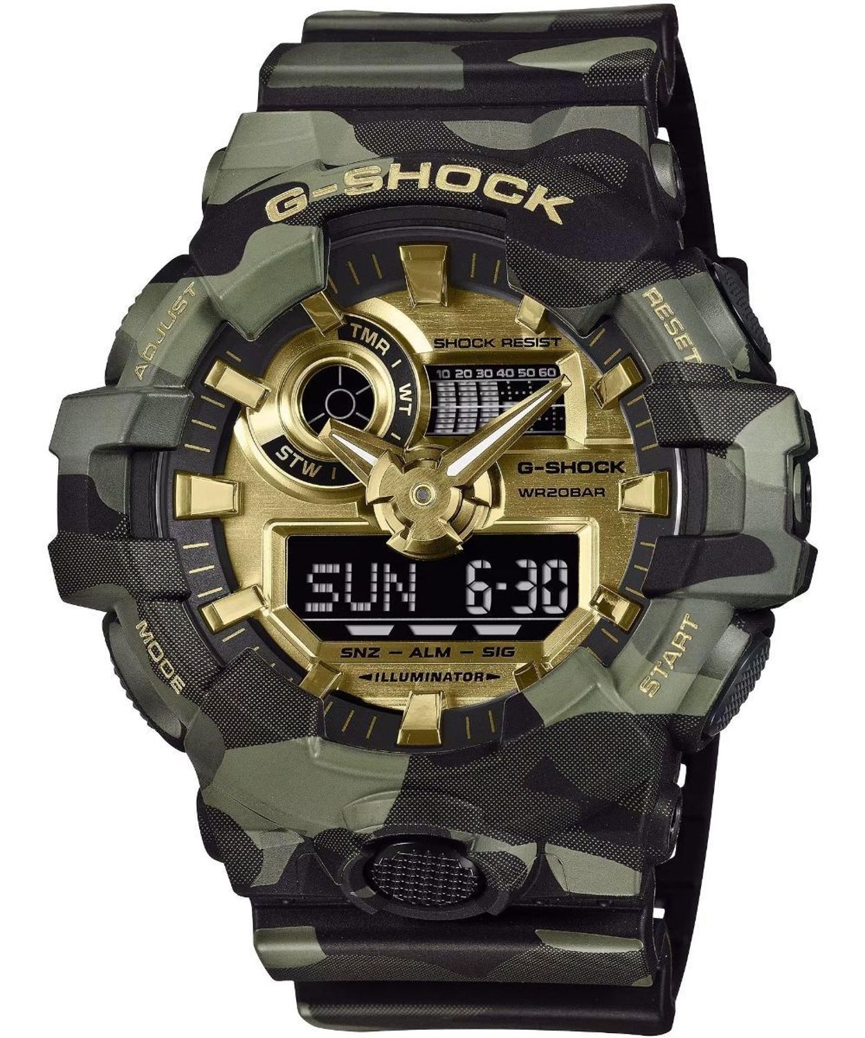 Zegarek Casio G-Shock GA-700CMG-3AER Bold Camo – zegarek męski moro ze złotą tarczą wojskowy.jpg