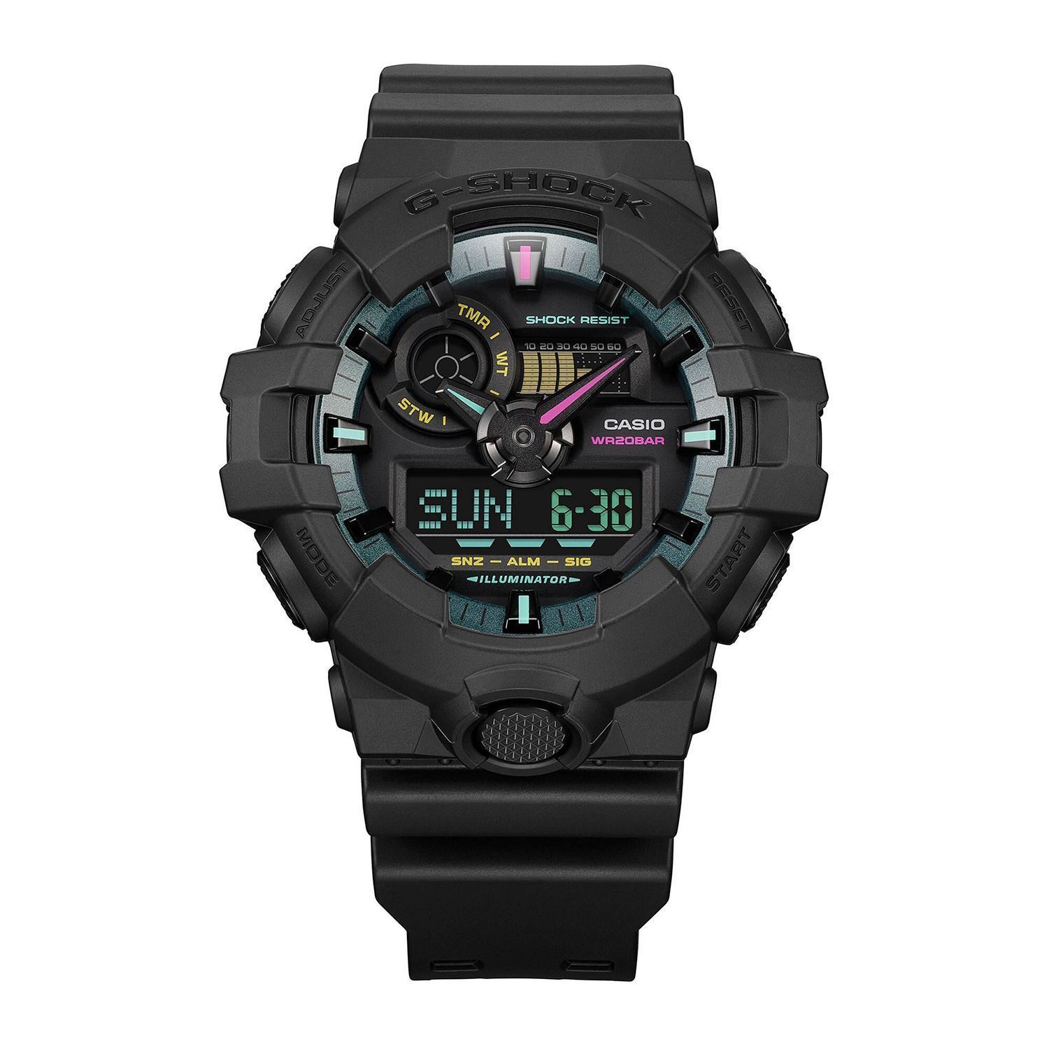 Zegarek męski G-SHOCK Casio G-SHOCK MULTI-FLUORESCENT ACCENTS GA-700MF-1AER. Męski zegarek sportowy. Zegarek męski G-shock. Męski sportowy zegarek na gumowym pasku. Zegarek wstrząsoodporny. Zegarek Casio G-shock na (3).jpg