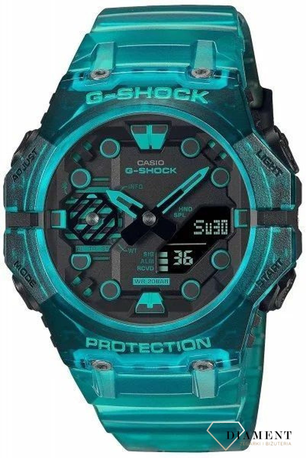 Zegarek męski butelkowa zieleń G-SHOCK GA-B001G-2AER. zegarek męski na lato w kolorze butelkowej zieleni. Darmowa wysyłka! Grawer za 0zł! Zapraszamy do autoryzowanego sprzedawcy www.zegarki-diament.pl !.jpg