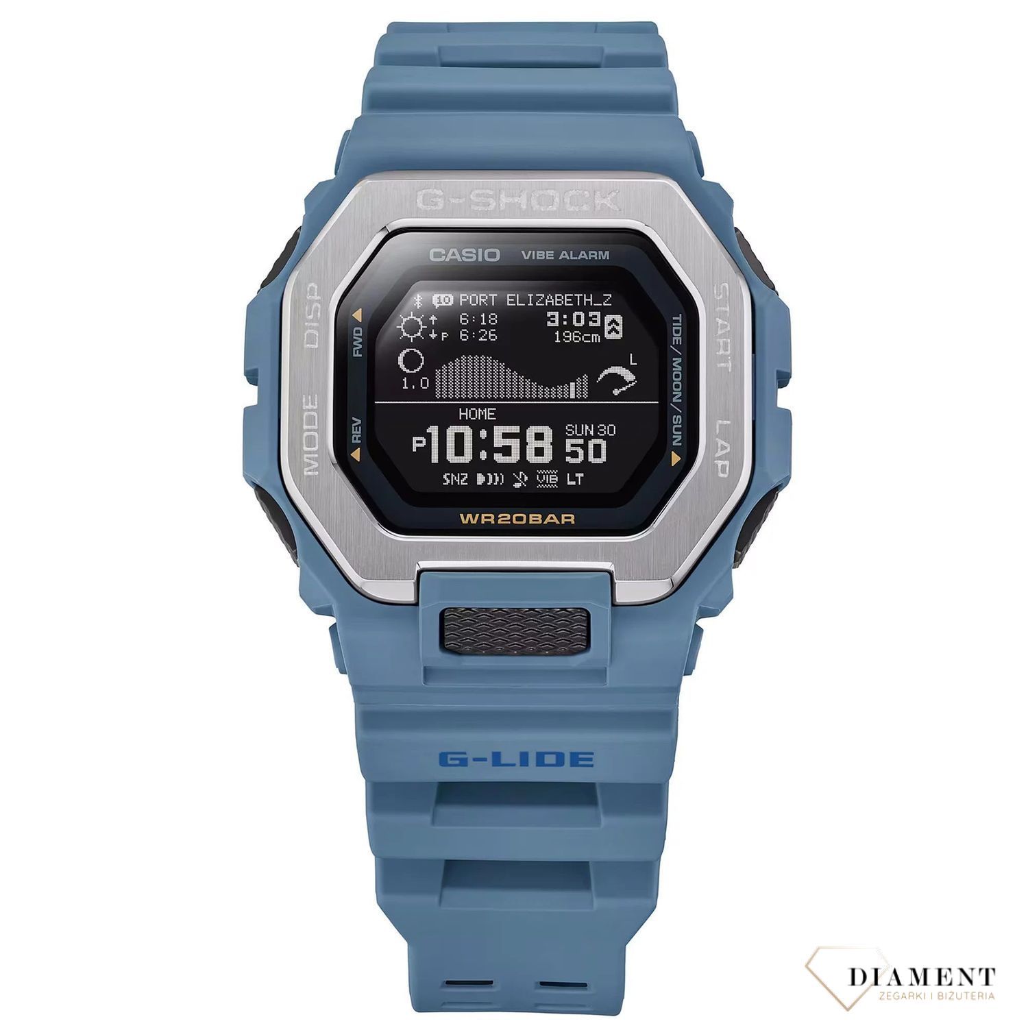 Zegarek męski G-Shock Casio G-Lide GBX-100-2AER niebieski. Zegarek męsk Casio Bluetooth. Męski zegarek G-Shock na prezent. Zegarek o wodoszczelności  200m..jpg