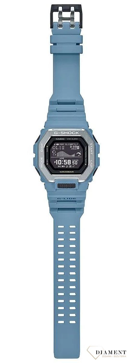 Zegarek męski G-Shock Casio G-Lide GBX-100-2AER niebieski. Zegarek męsk Casio Bluetooth. Męski zegarek G-Shock na prezent. Zegarek o wodoszczelności  200m..jpg