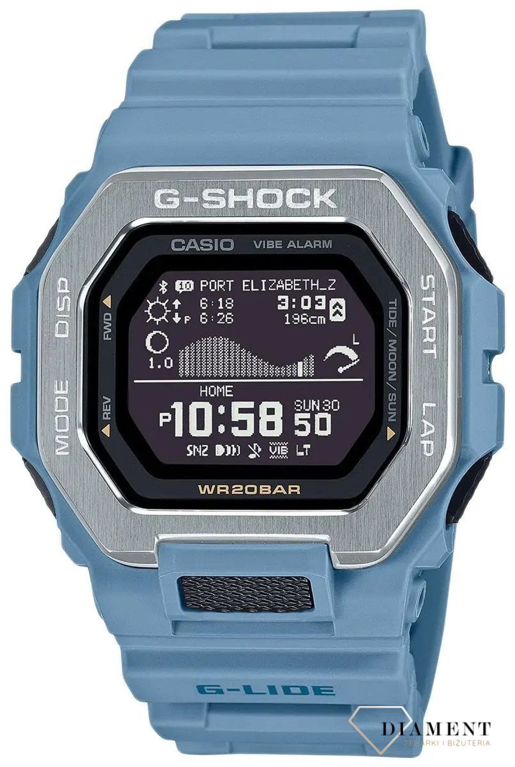 Zegarek męski G-Shock Casio G-Lide GBX-100-2AER niebieski. Zegarek męsk Casio Bluetooth. Męski zegarek G-Shock na prezent. Zegarek o wodoszczelności  200m..jpg