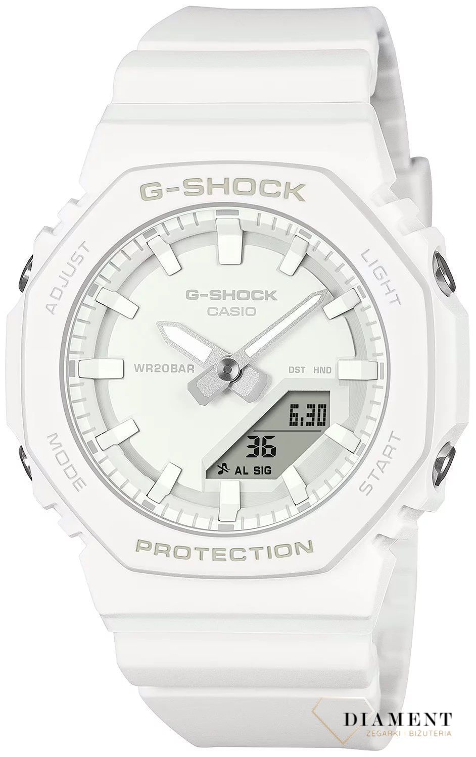 Zegarek damski Casio G-Shock TONE ON TONE biały GMA-P2100-7AER. Zegarek casio g-shock na komunię dla dziewczynki. Zegarek damski biały sportowy. Damski zegarek do pływania, wodoszczelny. Zegarek komunijny..jpg