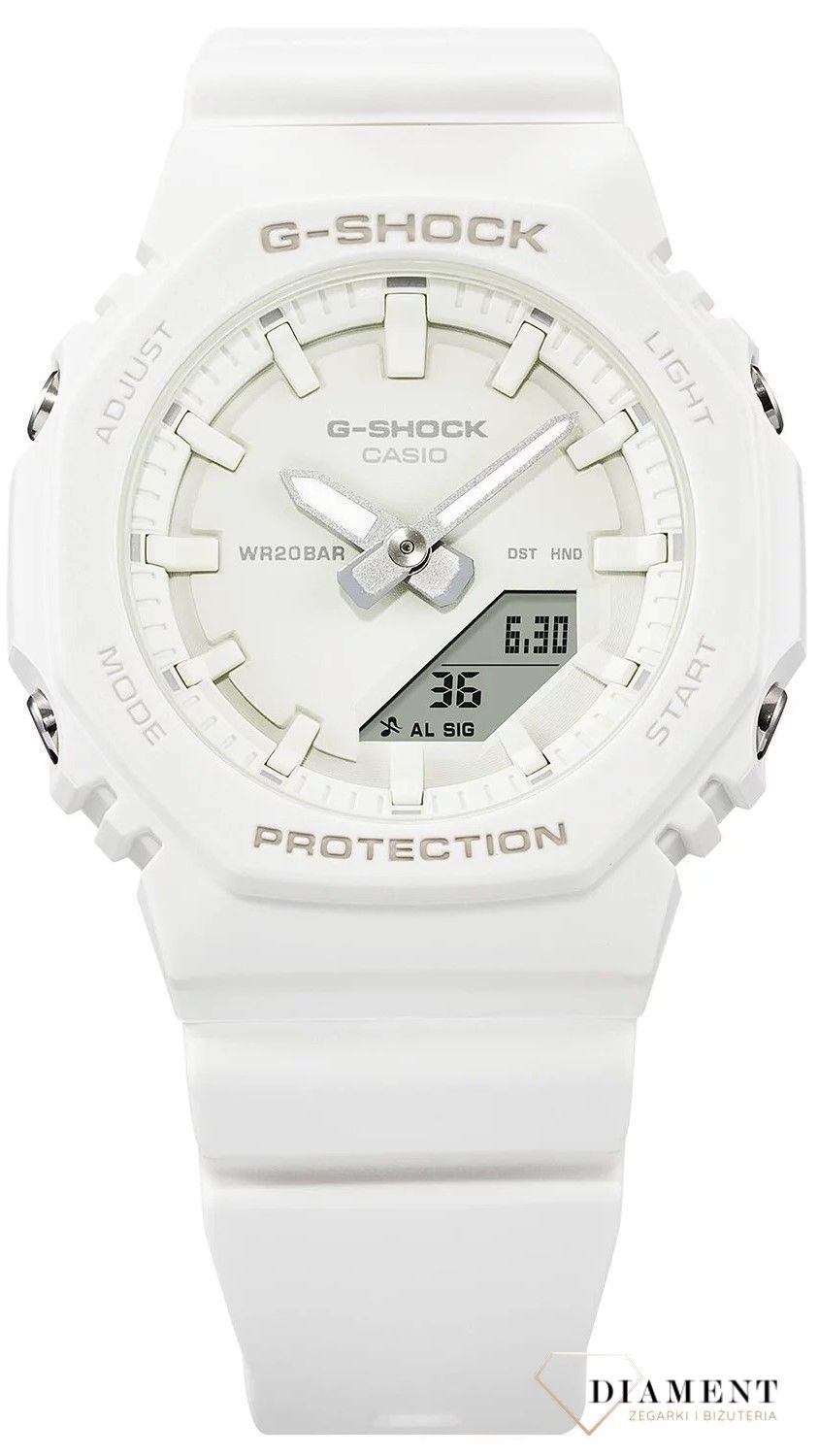 Zegarek damski Casio G-Shock TONE ON TONE biały GMA-P2100-7AER. Zegarek casio g-shock na komunię dla dziewczynki. Zegarek damski biały sportowy. Damski zegarek do pływania, wodoszczelny. Zegarek komunijny..jpg