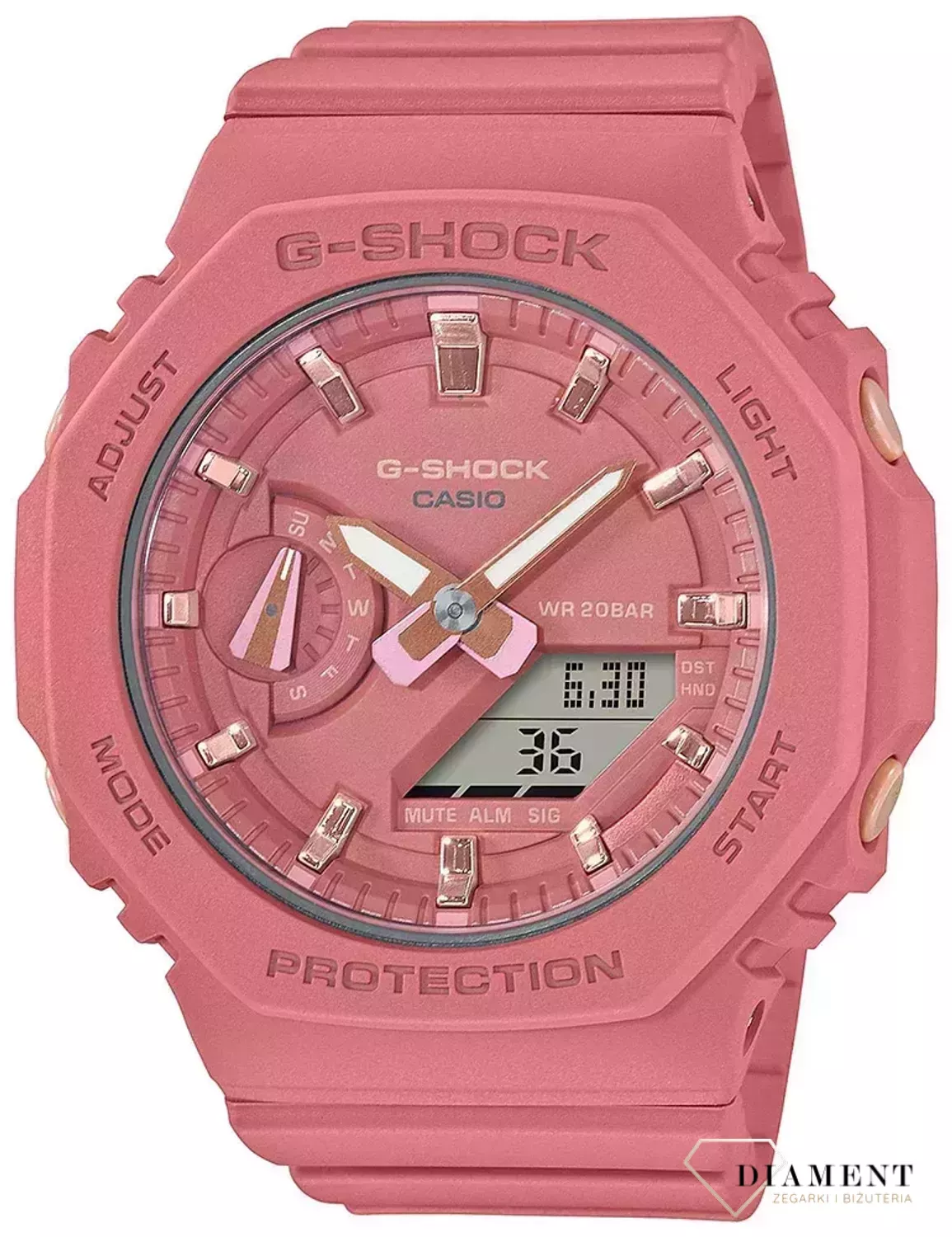 Zegarek damski Casio G-Shock GMA-S2100-4A2ER różow. Zegarek damski Casio. Zegarek damski G-shock. Zegarek idealny na prezent dla kobiety. Zegarek wodoszczelny i wstrząsoodporny. Zegarek sportowy dla kobiety. Zegarek na lato.webp
