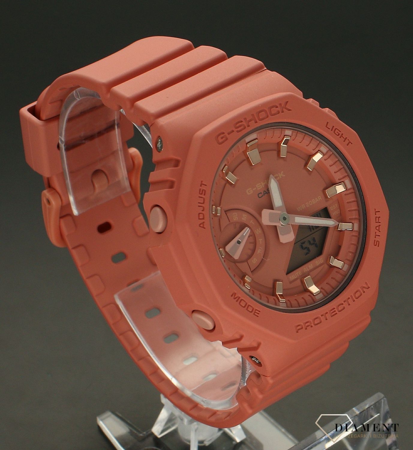 Zegarek damski Casio G-Shock GMA-S2100-4A2ER różow. Zegarek damski Casio. Zegarek damski G-shock. Zegarek idealny na prezent dla kobiety. Zegarek wodoszczelny i wstrząsoodporny. Zegarek sportowy dla kobiety. Zegarek na lato.webp