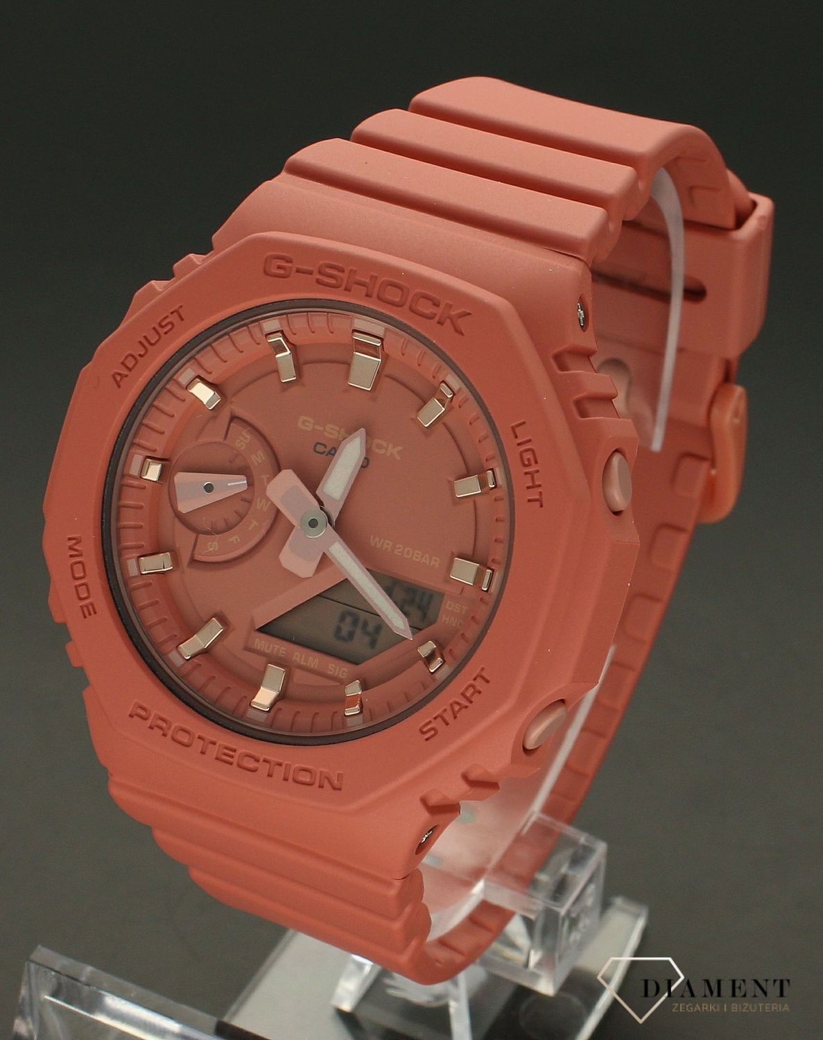 Zegarek damski Casio G-Shock GMA-S2100-4A2ER różow. Zegarek damski Casio. Zegarek damski G-shock. Zegarek idealny na prezent dla kobiety. Zegarek wodoszczelny i wstrząsoodporny. Zegarek sportowy dla kobiety. Zegarek na lato.webp
