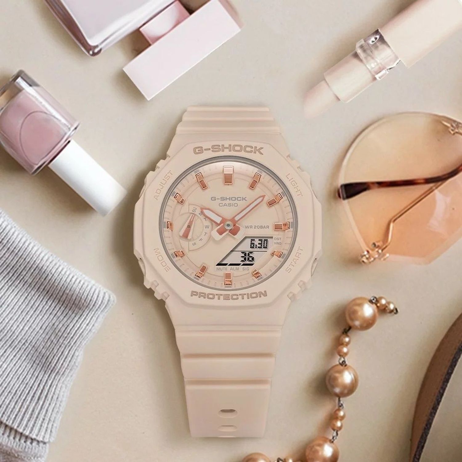 Zegarek damski Casio G-Shock GMA-S2100-4AER beżowy (4).jpg