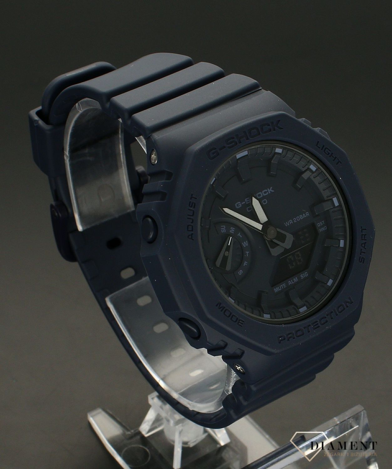 Zegarek damski Casio G-Shock GMA-S2100BA-2A1ER granatowy. Zegarek damski Casio. Zegarek damski G-shock. Zegarek idealny na prezent dla kobiety. Zegarek wodoszczelny i wstrząsoodporny. Zegarek sportowy dla kobiety. Zegarek na lato.webp
