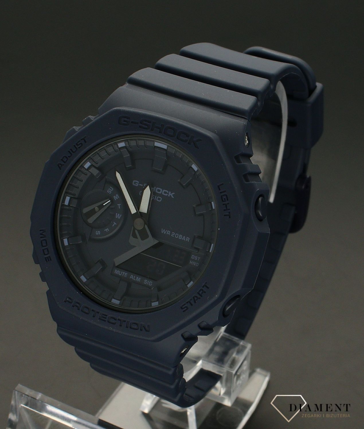 Zegarek damski Casio G-Shock GMA-S2100BA-2A1ER granatowy. Zegarek damski Casio. Zegarek damski G-shock. Zegarek idealny na prezent dla kobiety. Zegarek wodoszczelny i wstrząsoodporny. Zegarek sportowy dla kobiety. Zegarek na lato.webp