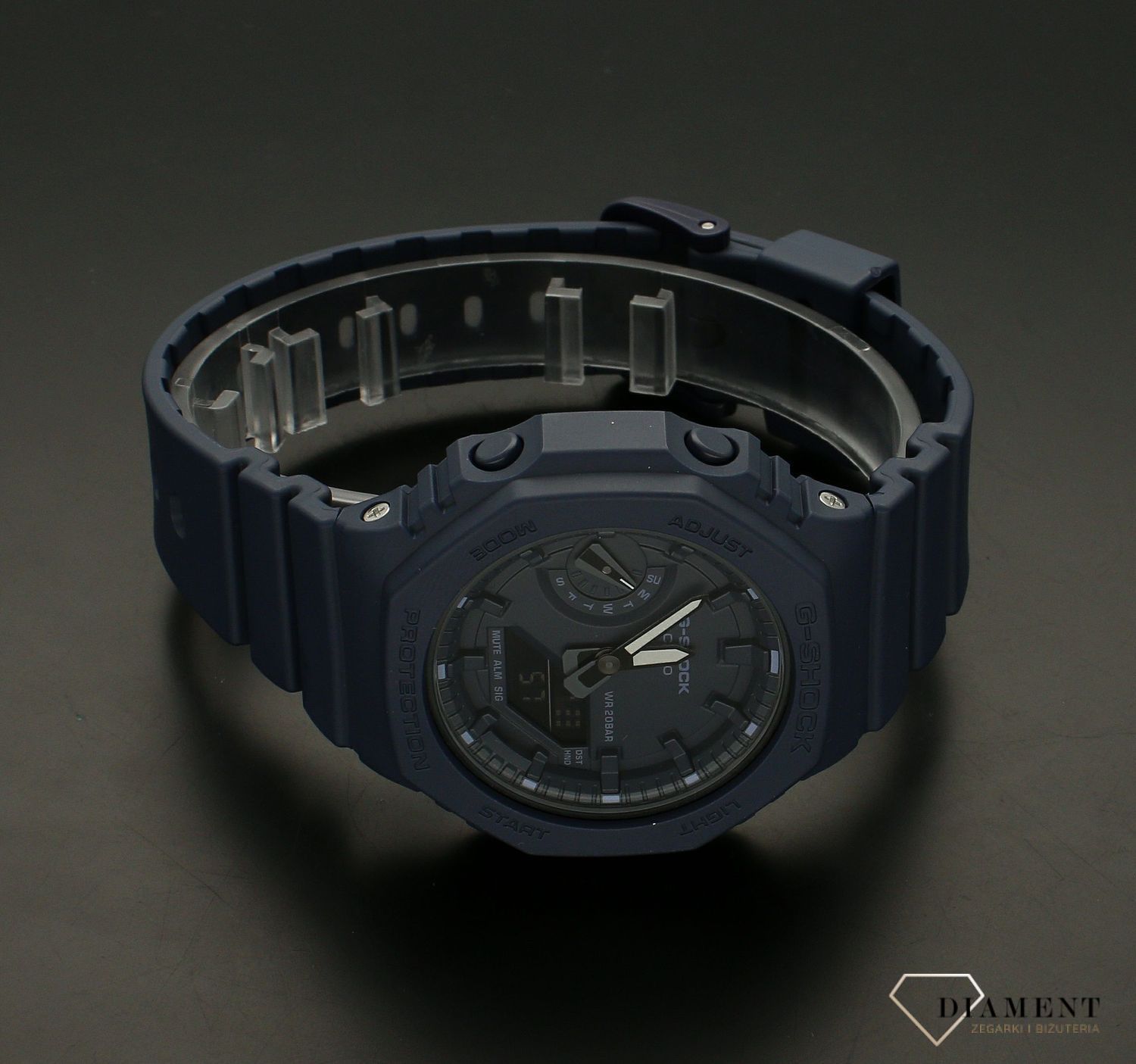 Zegarek damski Casio G-Shock GMA-S2100BA-2A1ER granatowy. Zegarek damski Casio. Zegarek damski G-shock. Zegarek idealny na prezent dla kobiety. Zegarek wodoszczelny i wstrząsoodporny. Zegarek sportowy dla kobiety. Zegarek na lato.webp